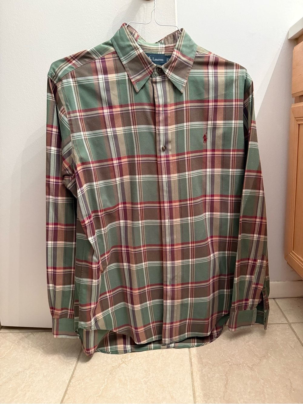 Ralph Lauren Green and Burgundy Plaid Button-Down Shirt